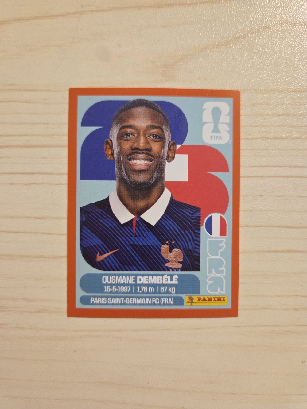 Panini Ousmane Dembélé France Sticker - Rare Red Parallel